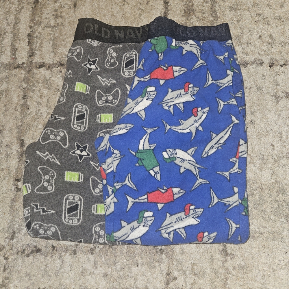 Old Navy Kids Shark and Game Controller Pajama Bottoms - Blue and Gray